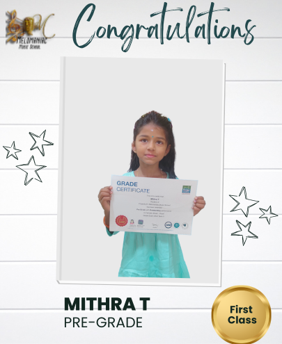 Student holding a Carnatic music grade certificate
