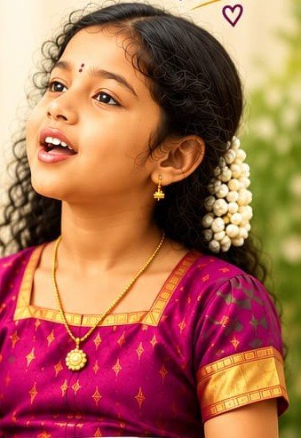 AI-generated image of a young singer in traditional Indian attire